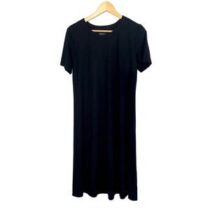 Susan Graver Black Dress Women Medium Swing Minimalist Capsule Wardrobe #